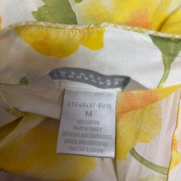 Crabtree & Evelyn Womens Cotton Lightweight Robe Floral Spring Loungewear Size M - Picture 8 of 8